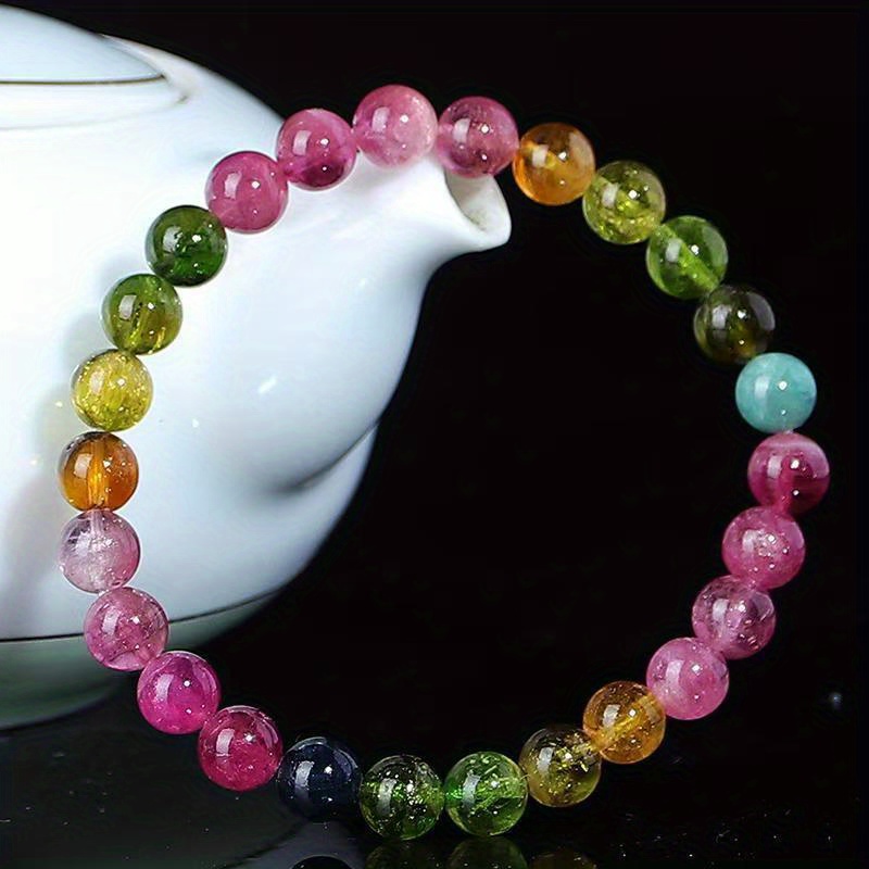 2pcs Natural Rainbow Bracelets Set Colorful Candy Colored Jewelry